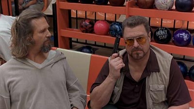 Walter gets carried away when someone mentions it's his 'shot'. The Big Lebowski image